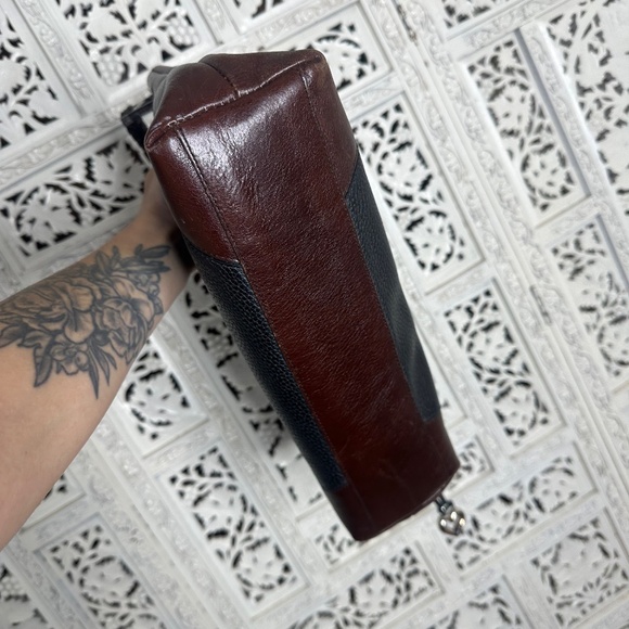 Brighton Black & Brown Pebbled Leather Braided Strap Medium Shoulder Bag - Picture 6 of 8